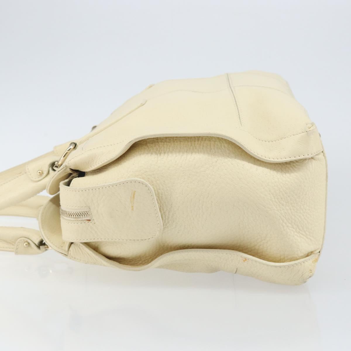 Salvatore Ferragamo Gancini Shoulder Bag Leather Gold Beige Auth 143218