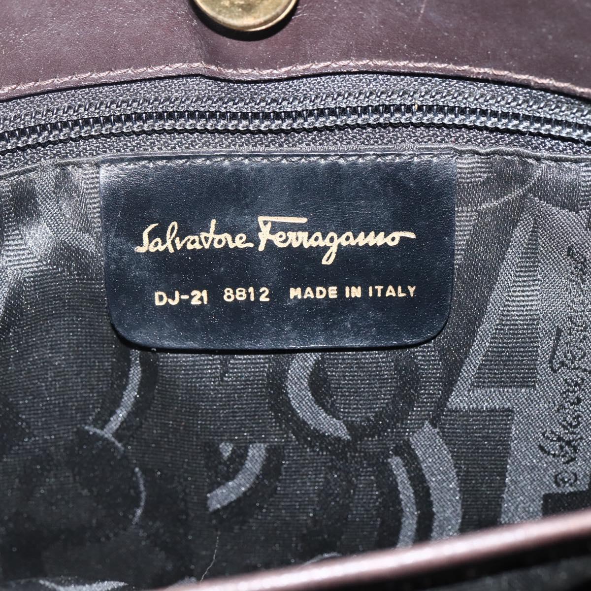 Salvatore Ferragamo Tote Bag Canvas Brown Gold Auth 143220