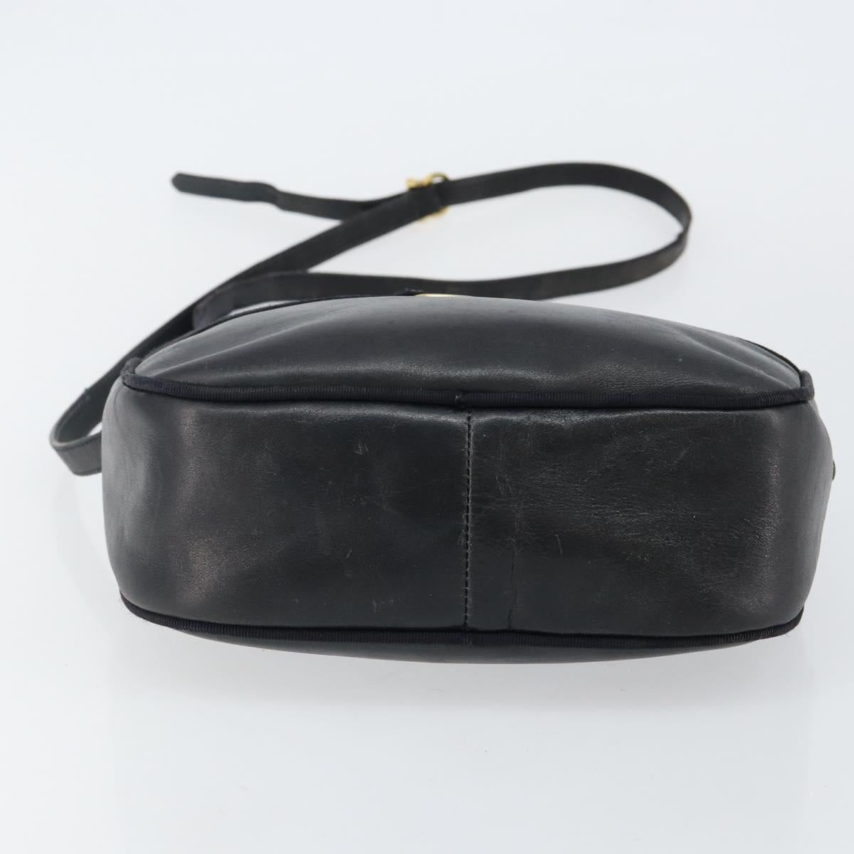 Salvatore Ferragamo Vala Shoulder Bag Leather Navy Gold Auth 143221