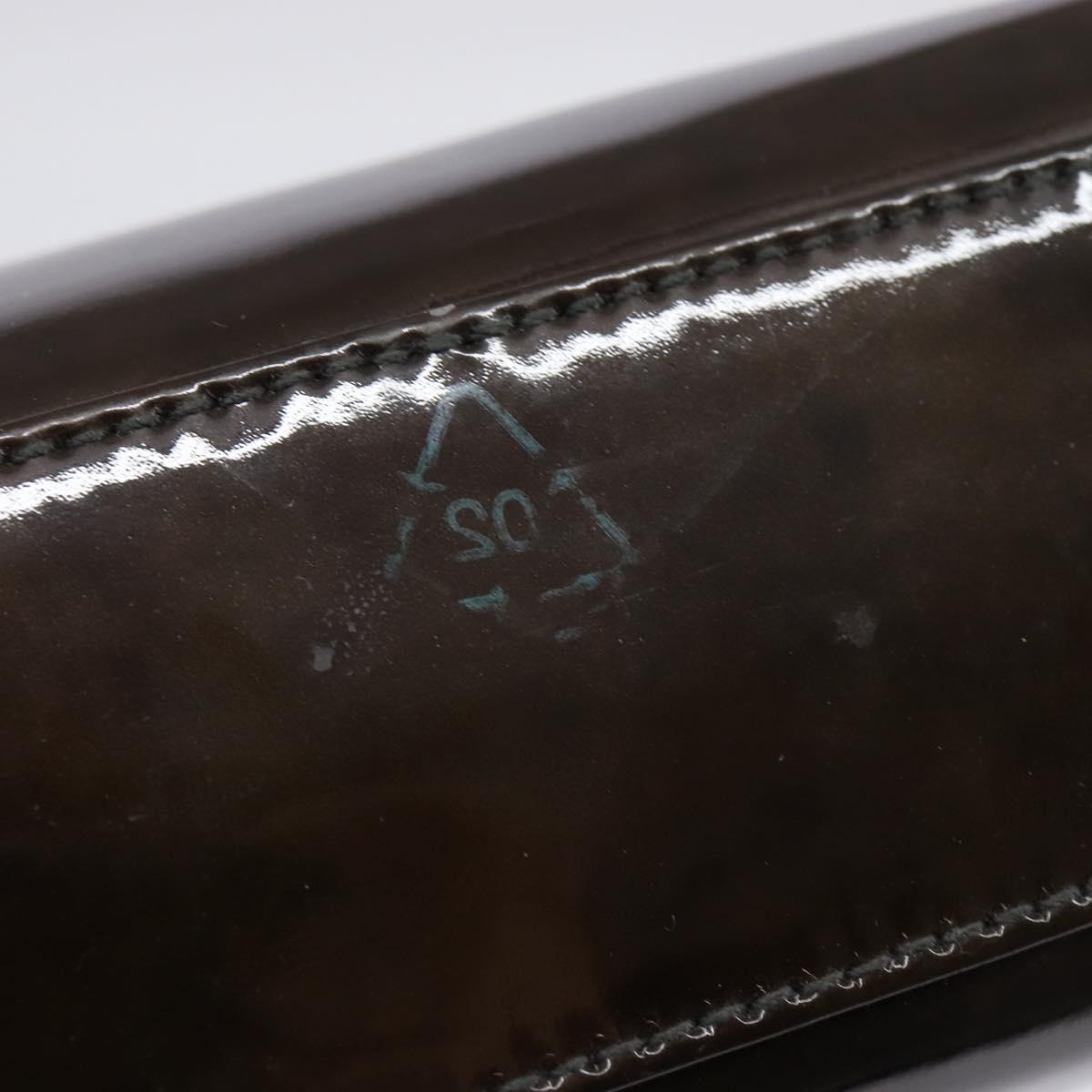 Salvatore Ferragamo Chain Vala Shoulder Bag Enamel Brown Silver Auth 143223
