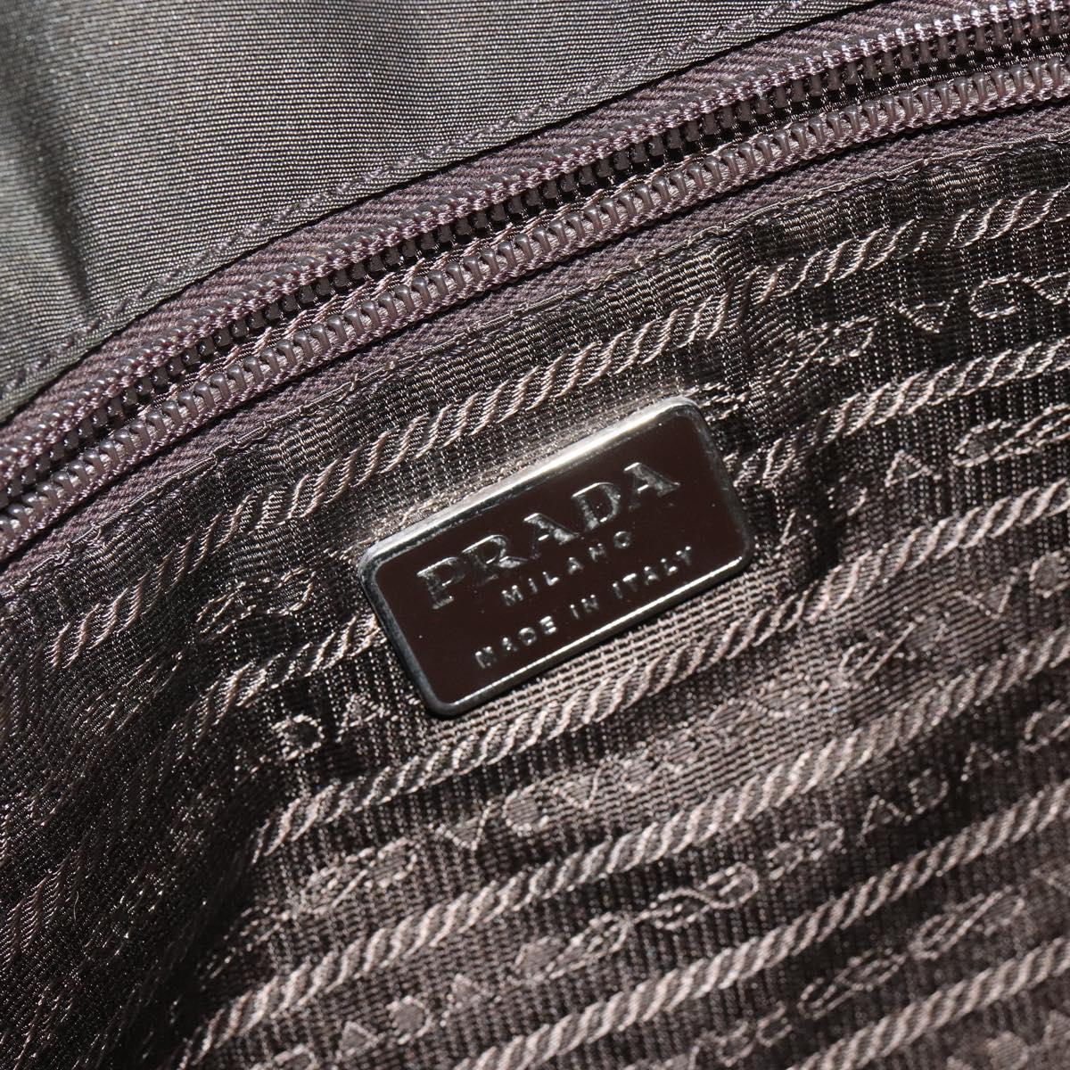 PRADA Tote Bag Nylon Khaki Silver Auth 143224