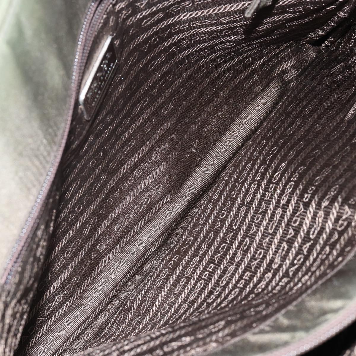 PRADA Tote Bag Nylon Khaki Silver Auth 143224