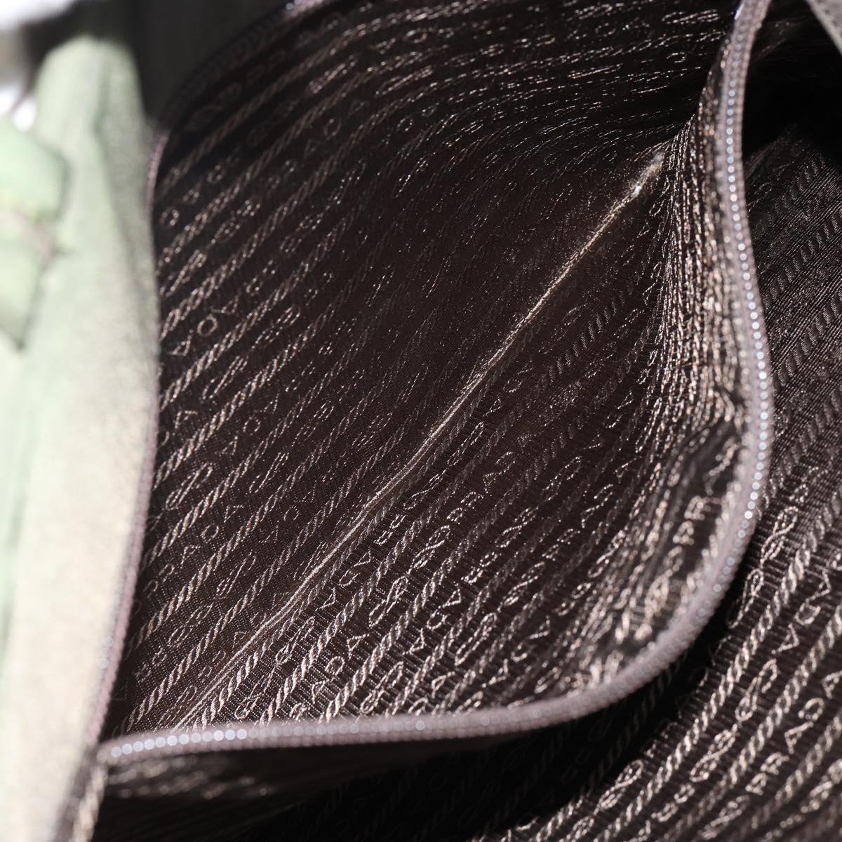 PRADA Tote Bag Nylon Khaki Silver Auth 143224