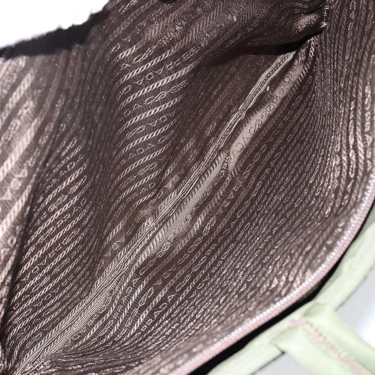 PRADA Tote Bag Nylon Khaki Silver Auth 143224