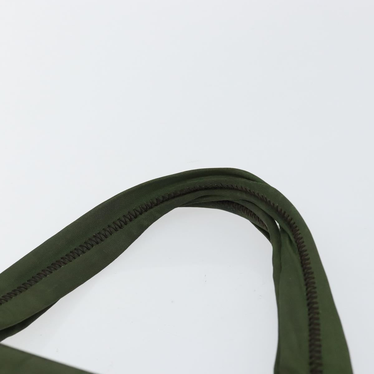 PRADA Tote Bag Nylon Khaki Silver Auth 143224