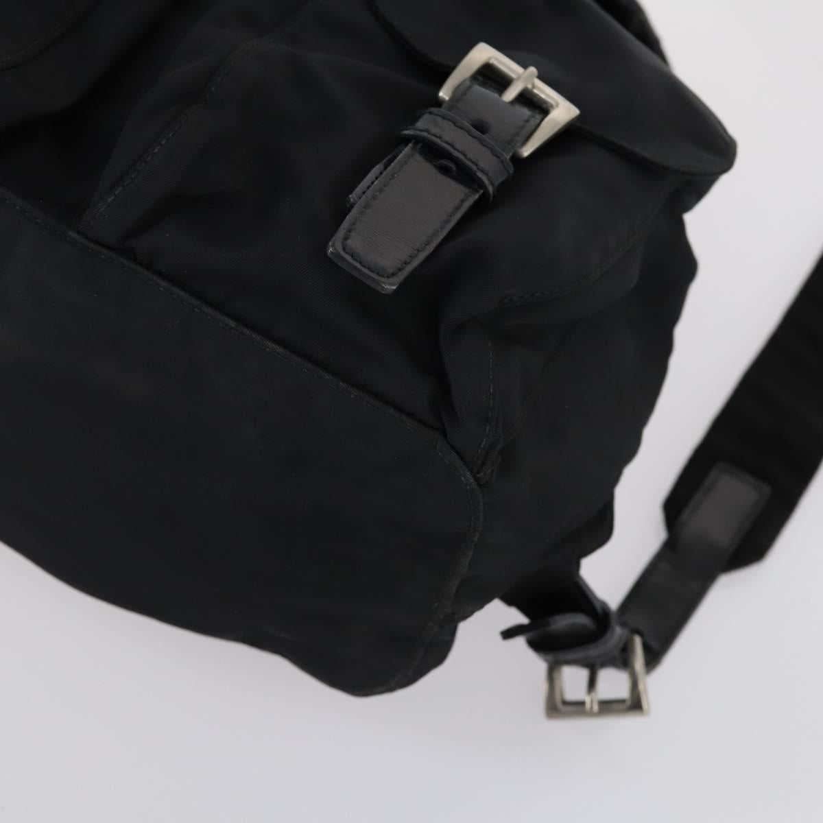 PRADA Backpack Nylon Black Silver Auth 143225