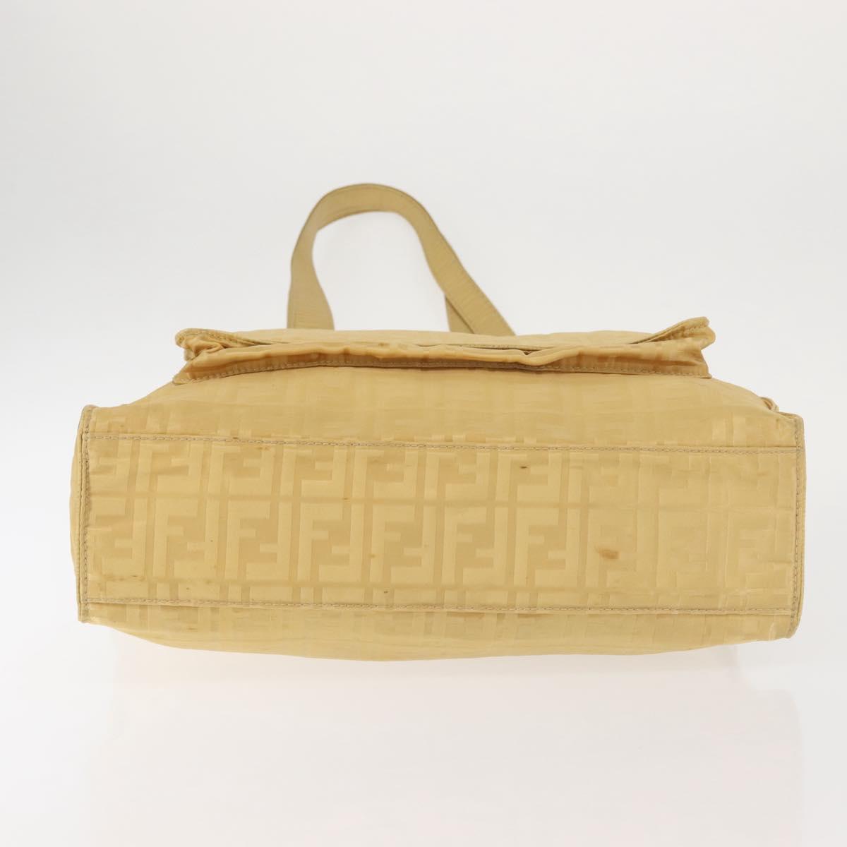 FENDI Zucca Canvas Hand Bag Yellow Gold Auth 143226