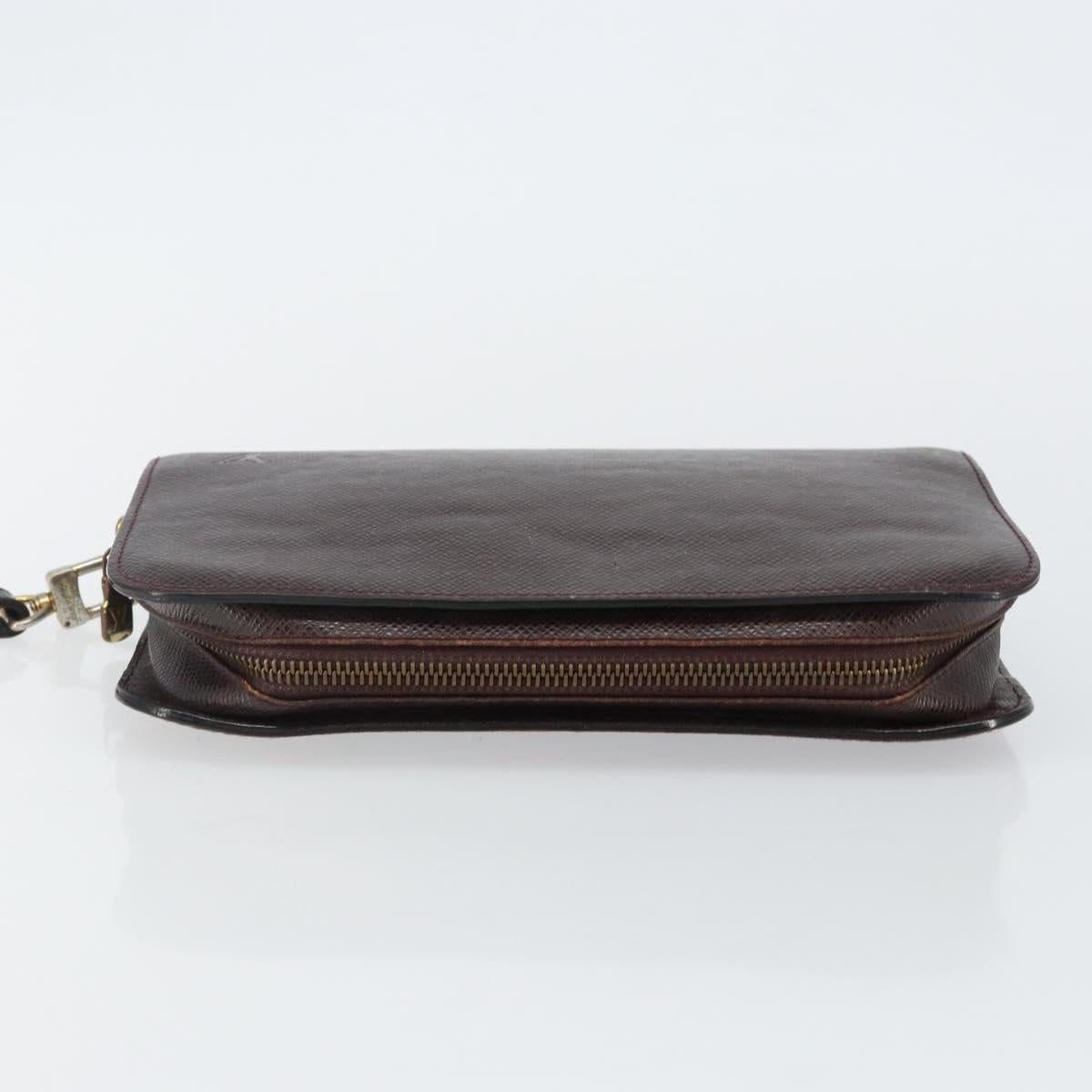 LOUIS VUITTON Taiga Baikal Clutch Bag Acajou M30186 LV Auth 143227