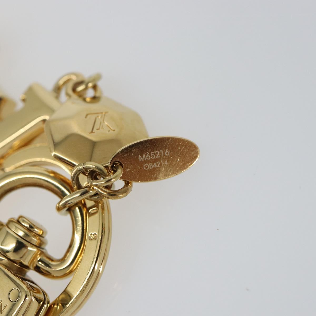 LOUIS VUITTON Porte Cles LV Fan Set Logo Charm metal Gold M65216 LV Auth 143231