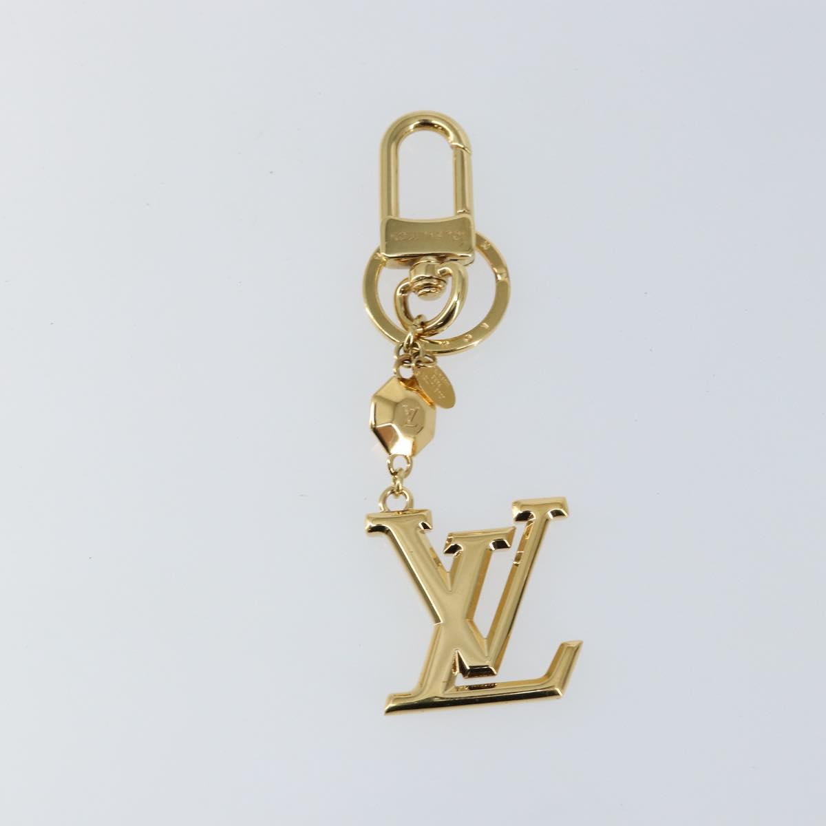 LOUIS VUITTON Porte Cles LV Fan Set Logo Charm metal Gold M65216 LV Auth 143231