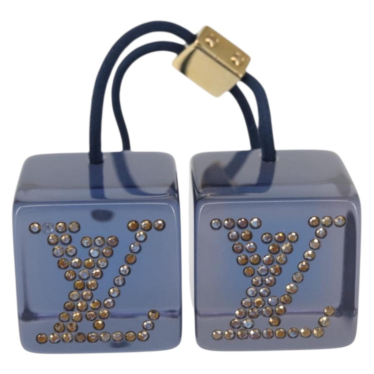 LOUIS VUITTON Hair Tie plastic Blue LV Auth 143232