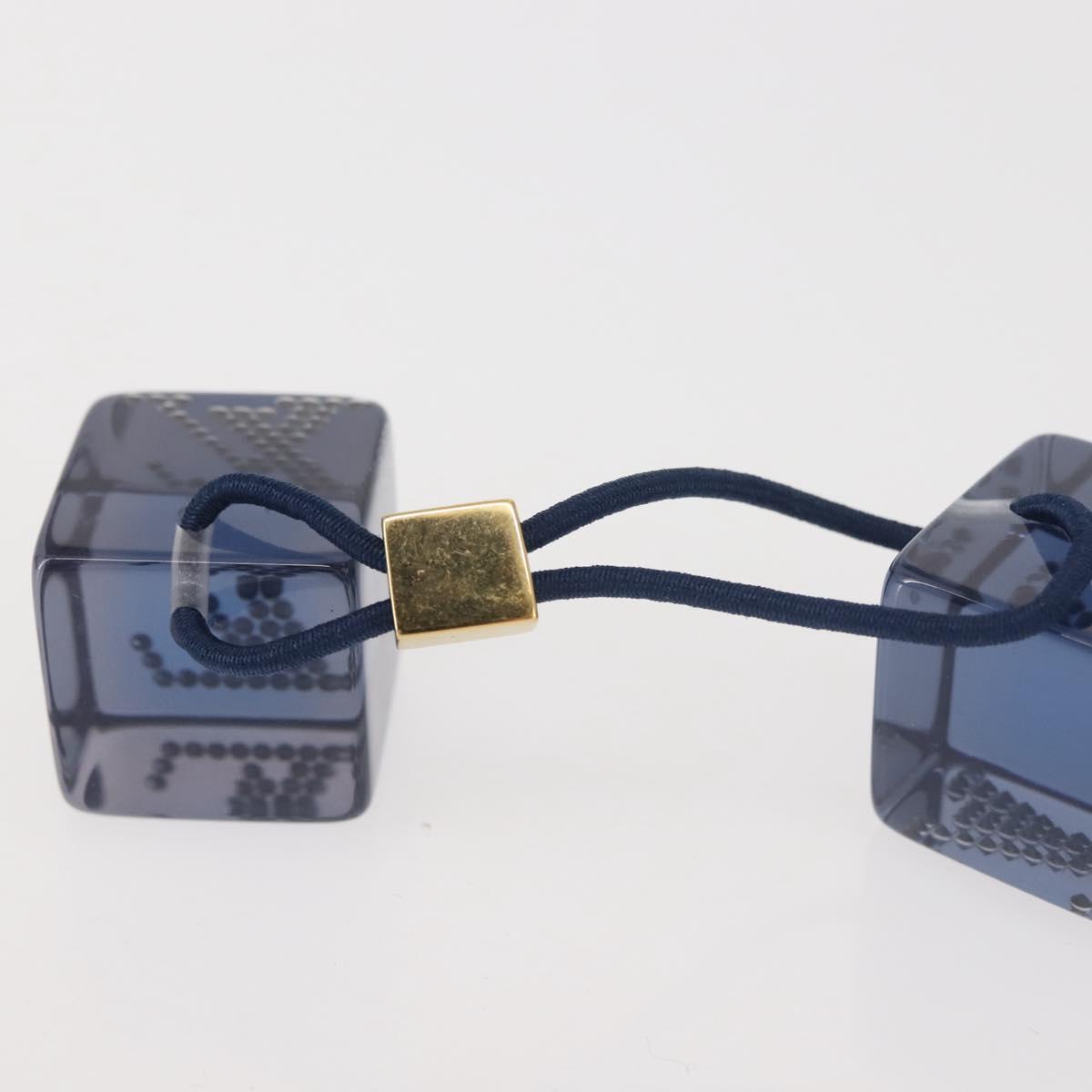 LOUIS VUITTON Hair Tie plastic Blue LV Auth 143232