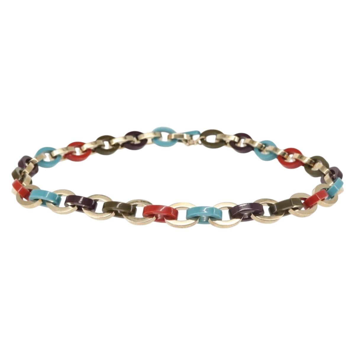Salvatore Ferragamo Chain Belt plastic Gold Auth 143233