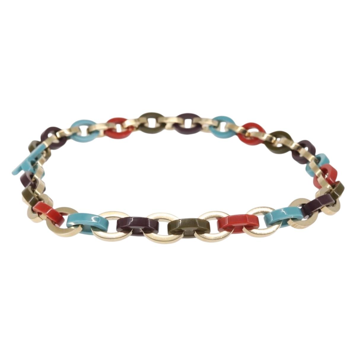 Salvatore Ferragamo Chain Belt plastic Gold Auth 143233