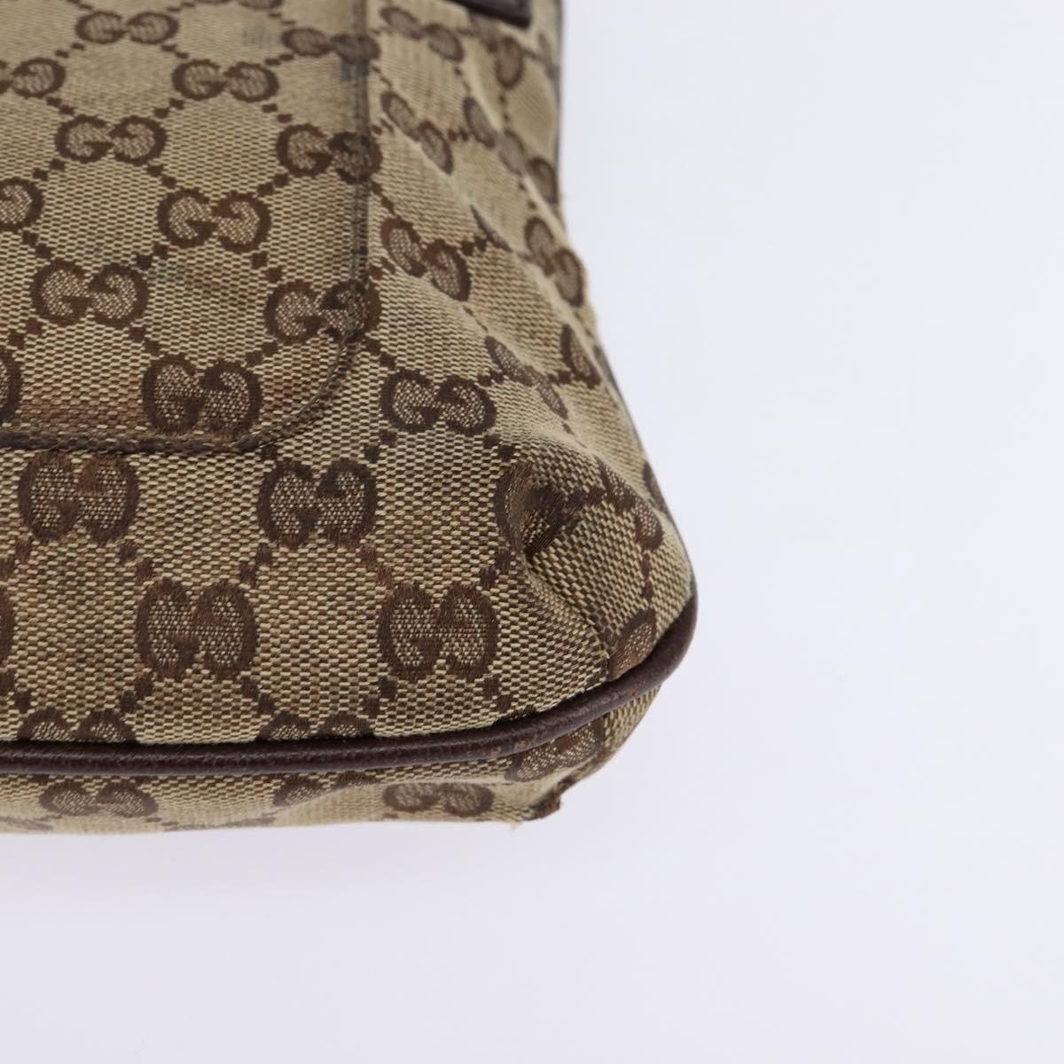 GUCCI GG Canvas Shoulder Bag Beige Silver Auth 143234