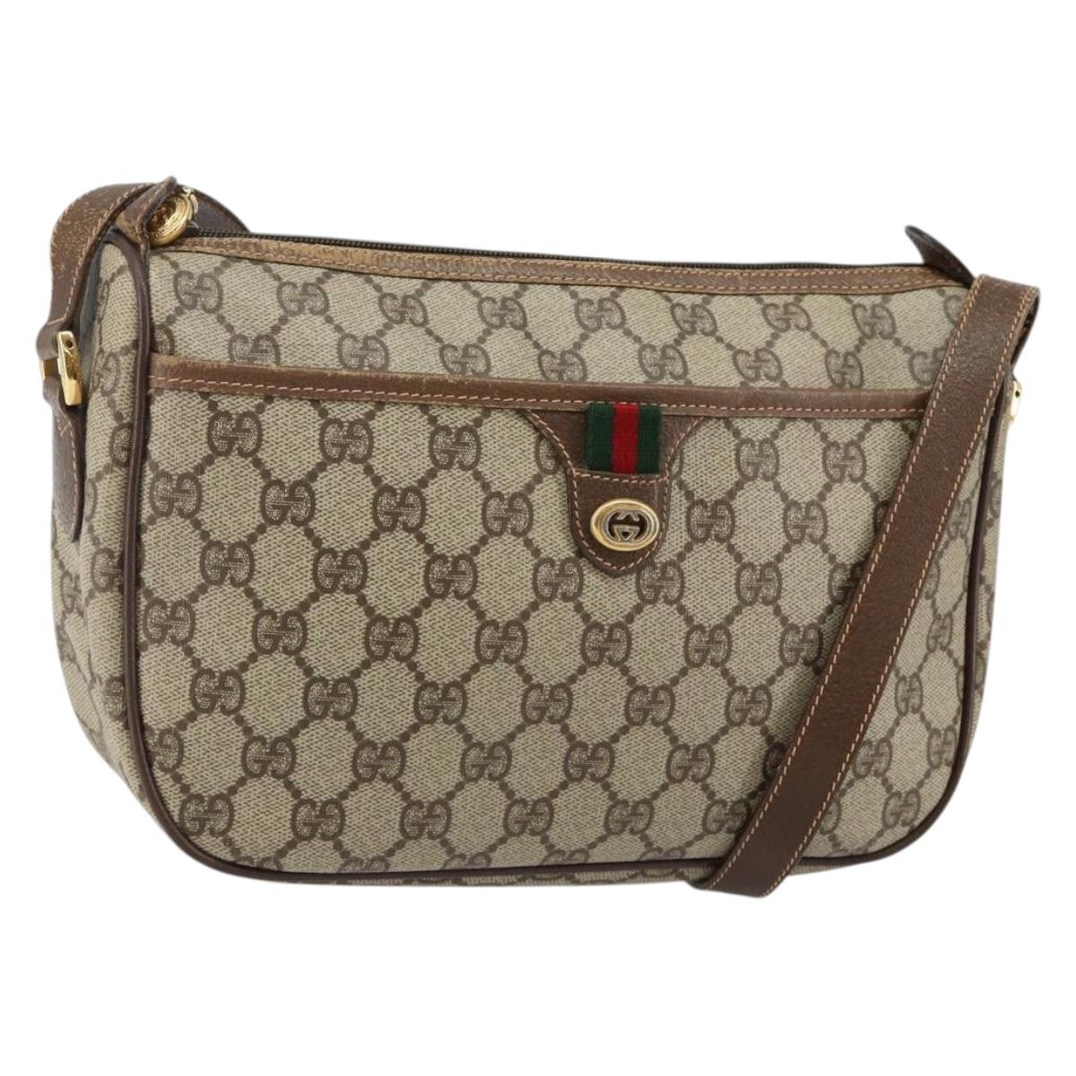 GUCCI GG Supreme Web Sherry Line Shoulder Bag PVC Beige 89 02 077 Auth 143236