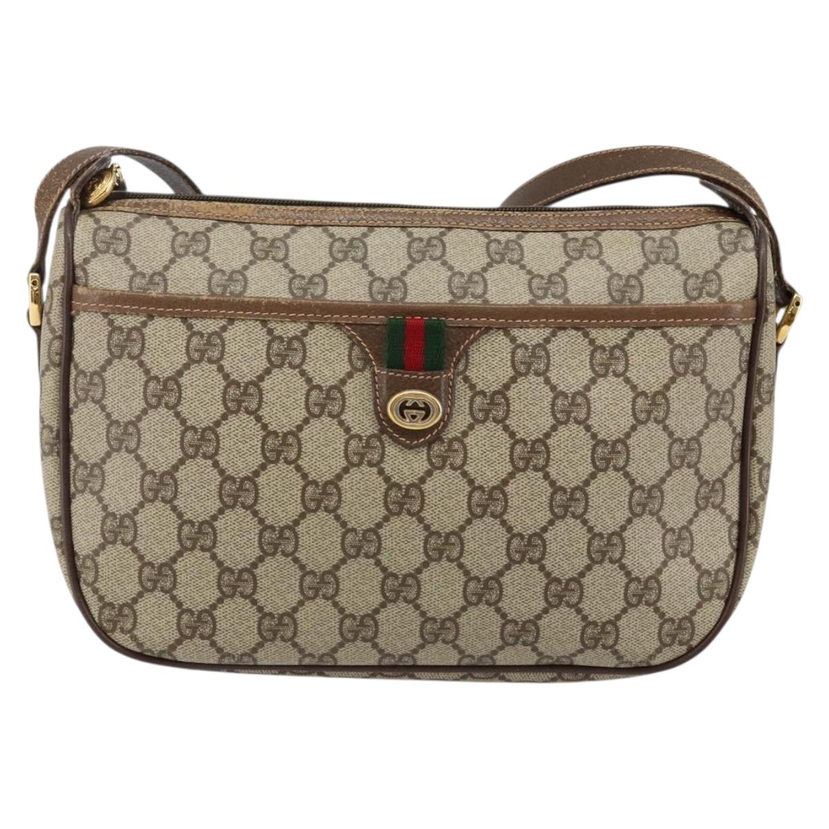 GUCCI GG Supreme Web Sherry Line Shoulder Bag PVC Beige 89 02 077 Auth 143236