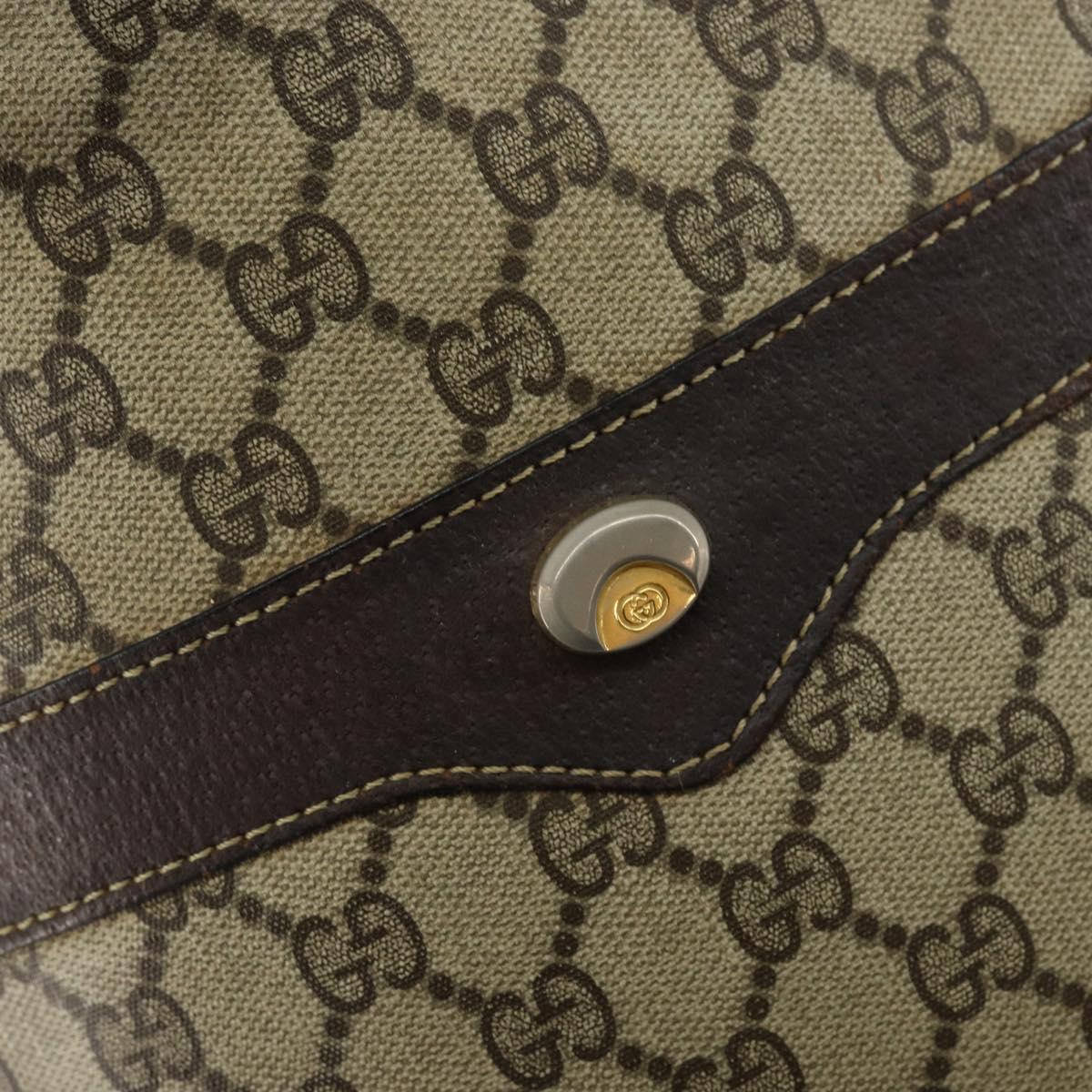 GUCCI GG Supreme Shoulder Bag PVC Beige Gold Auth 143238