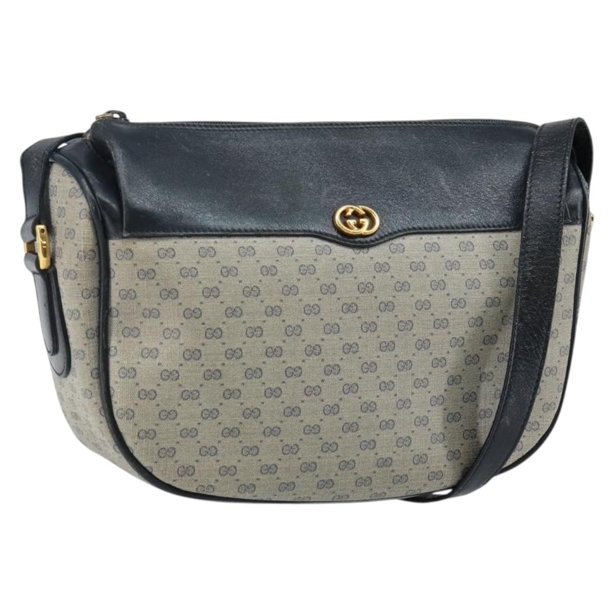 GUCCI Micro GG Supreme Shoulder Bag PVC Navy Gold 001 115 0918 Auth 143245
