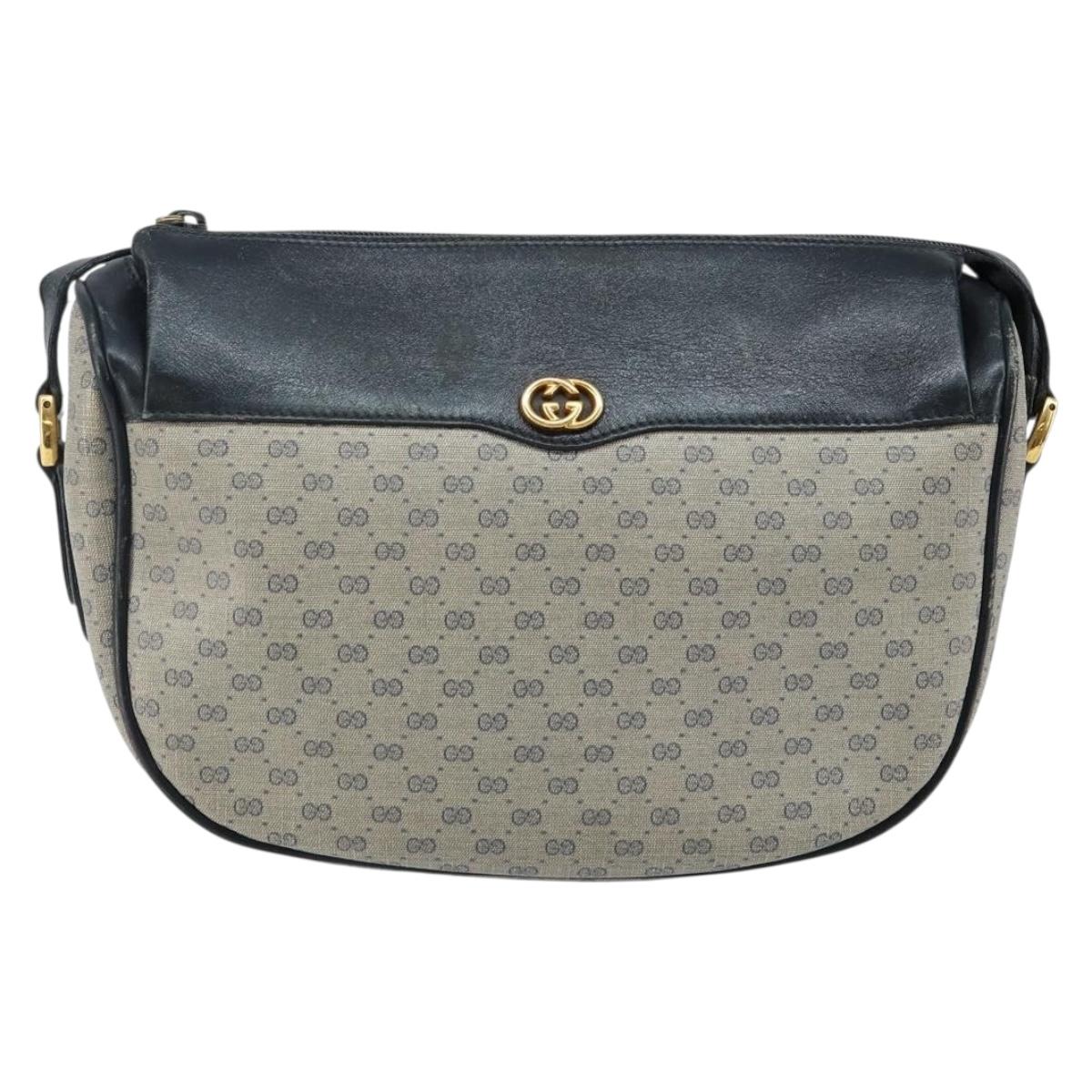 GUCCI Micro GG Supreme Shoulder Bag PVC Navy Gold 001 115 0918 Auth 143245