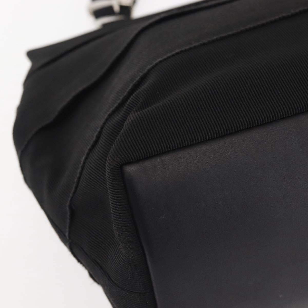 Salvatore Ferragamo Vala Hand Bag Canvas Black Silver Auth 143256