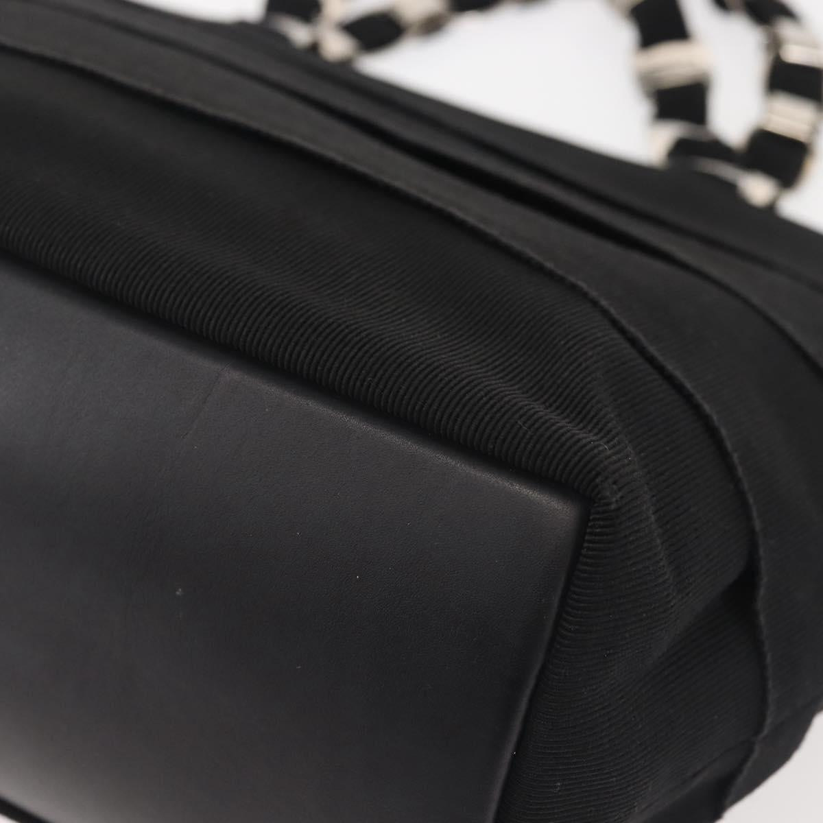 Salvatore Ferragamo Vala Hand Bag Canvas Black Silver Auth 143256
