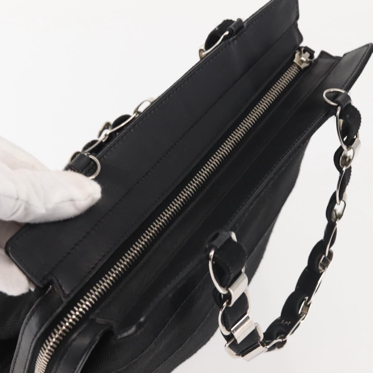 Salvatore Ferragamo Vala Hand Bag Canvas Black Silver Auth 143256