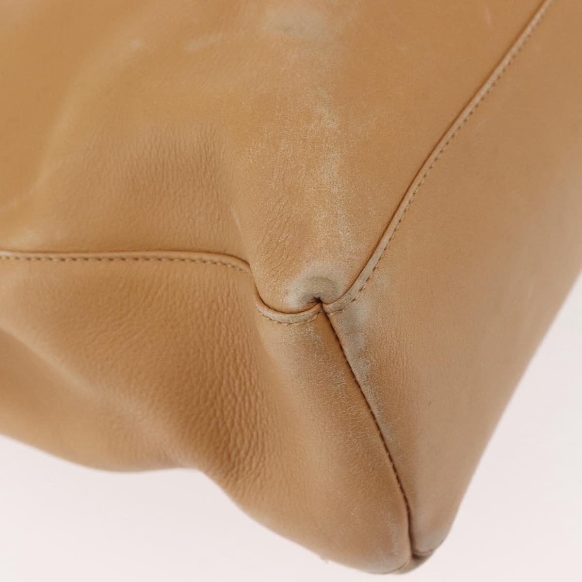 Salvatore Ferragamo Gancini Tote Bag Leather Beige Gold Auth 143257