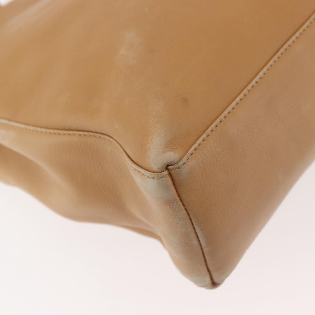 Salvatore Ferragamo Gancini Tote Bag Leather Beige Gold Auth 143257