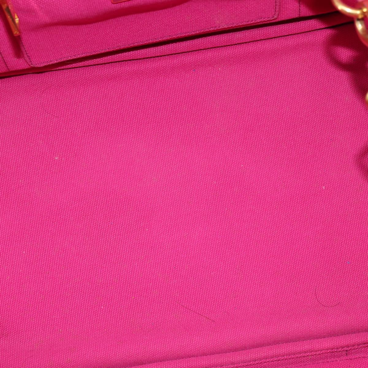 PRADA Canapa MM Hand Bag Canvas 2way Pink Gold Auth 143260