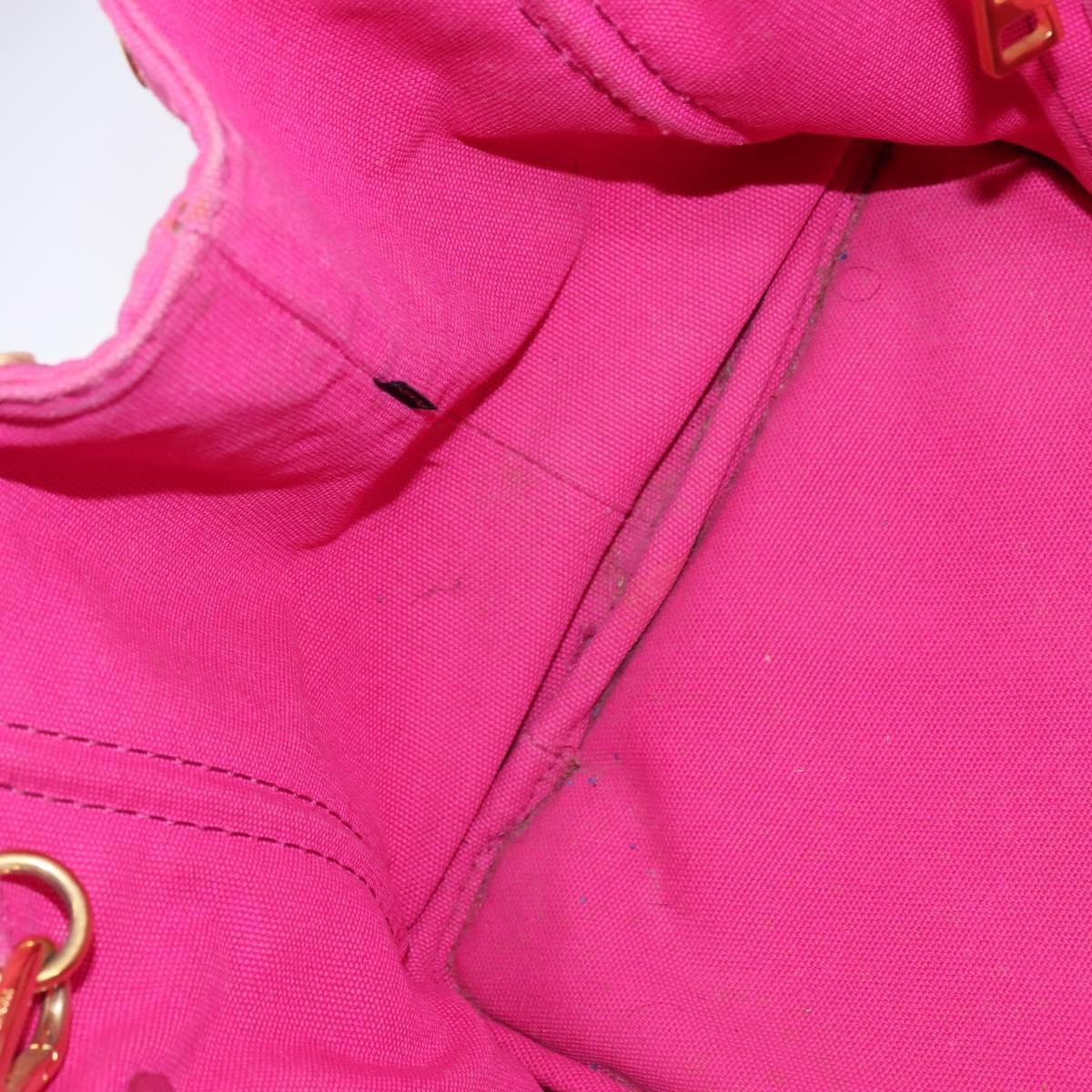 PRADA Canapa MM Hand Bag Canvas 2way Pink Gold Auth 143260