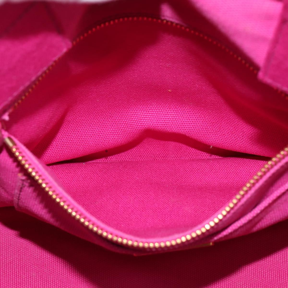 PRADA Canapa MM Hand Bag Canvas 2way Pink Gold Auth 143260
