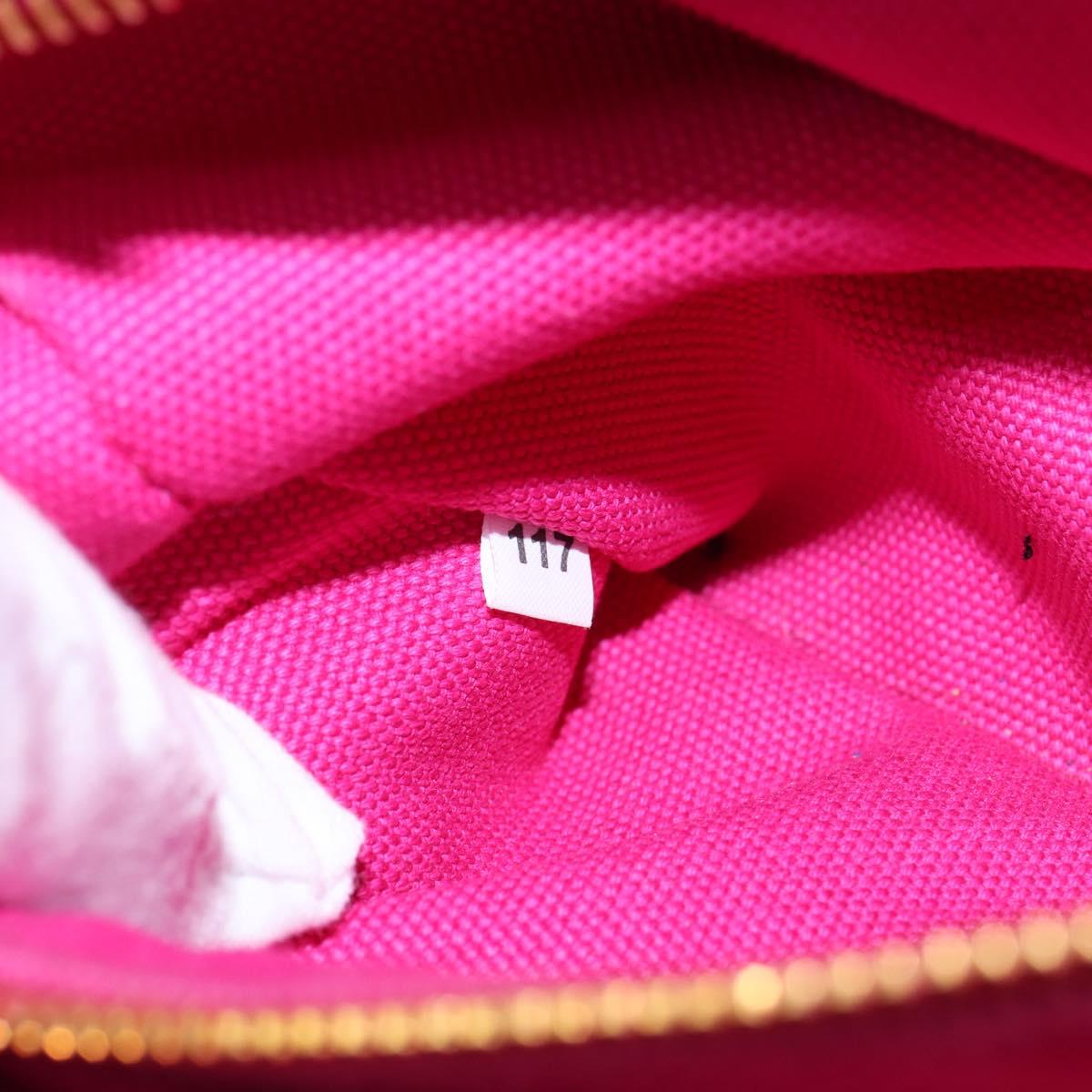 PRADA Canapa MM Hand Bag Canvas 2way Pink Gold Auth 143260
