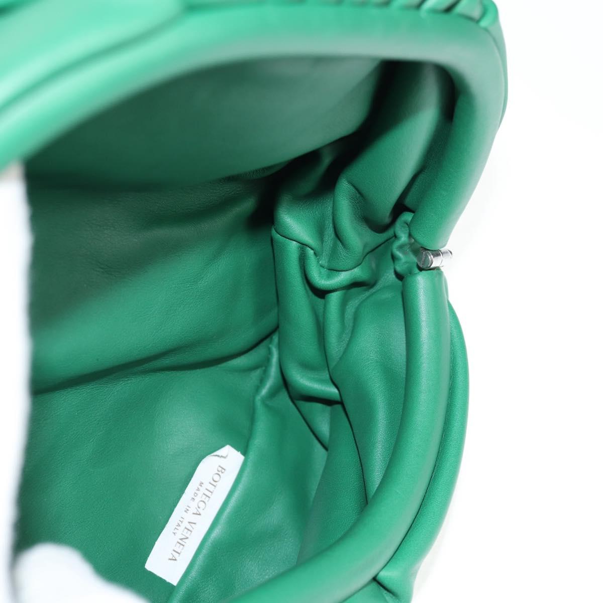 BOTTEGA VENETA The Chain Pouch Leather Green Silver Auth 143261M