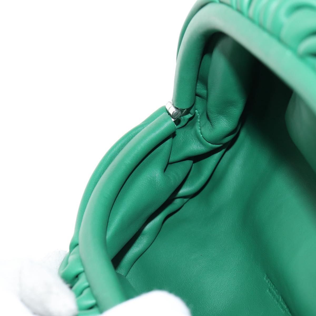 BOTTEGA VENETA The Chain Pouch Leather Green Silver Auth 143261M