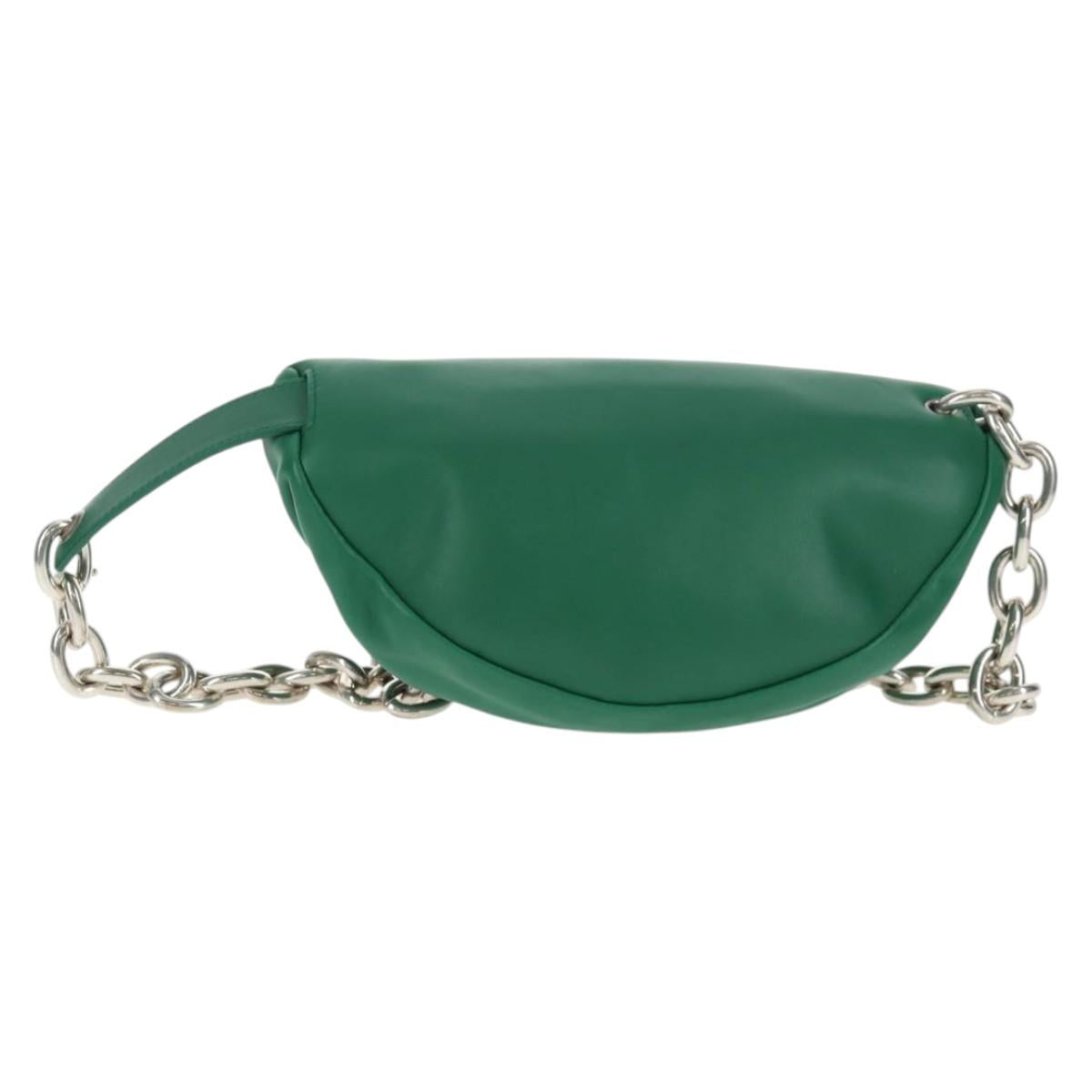 BOTTEGA VENETA The Chain Pouch Leather Green Silver Auth 143261M