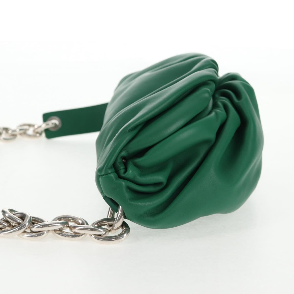 BOTTEGA VENETA The Chain Pouch Leather Green Silver Auth 143261M