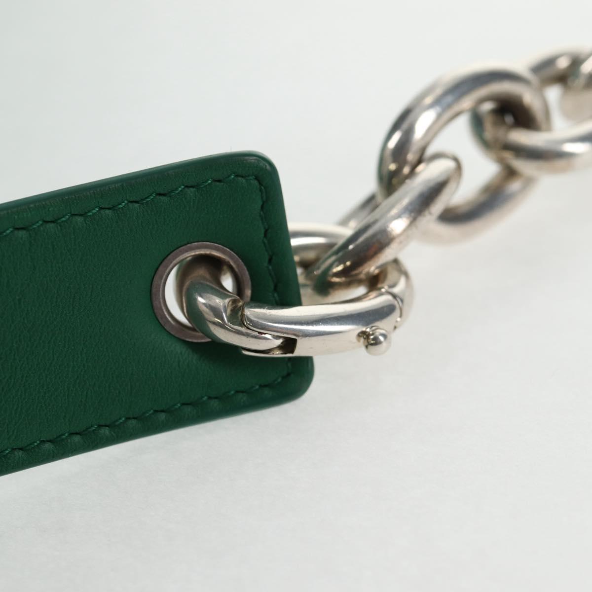 BOTTEGA VENETA The Chain Pouch Leather Green Silver Auth 143261M