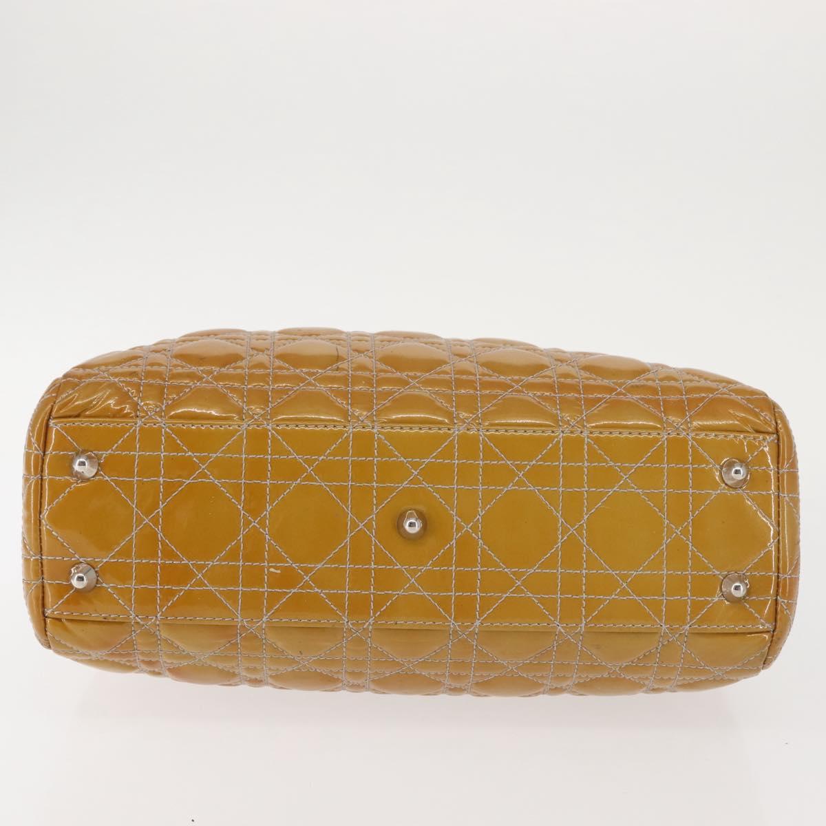 Christian Dior Canage Hand Bag Enamel Yellow Silver Auth 143263