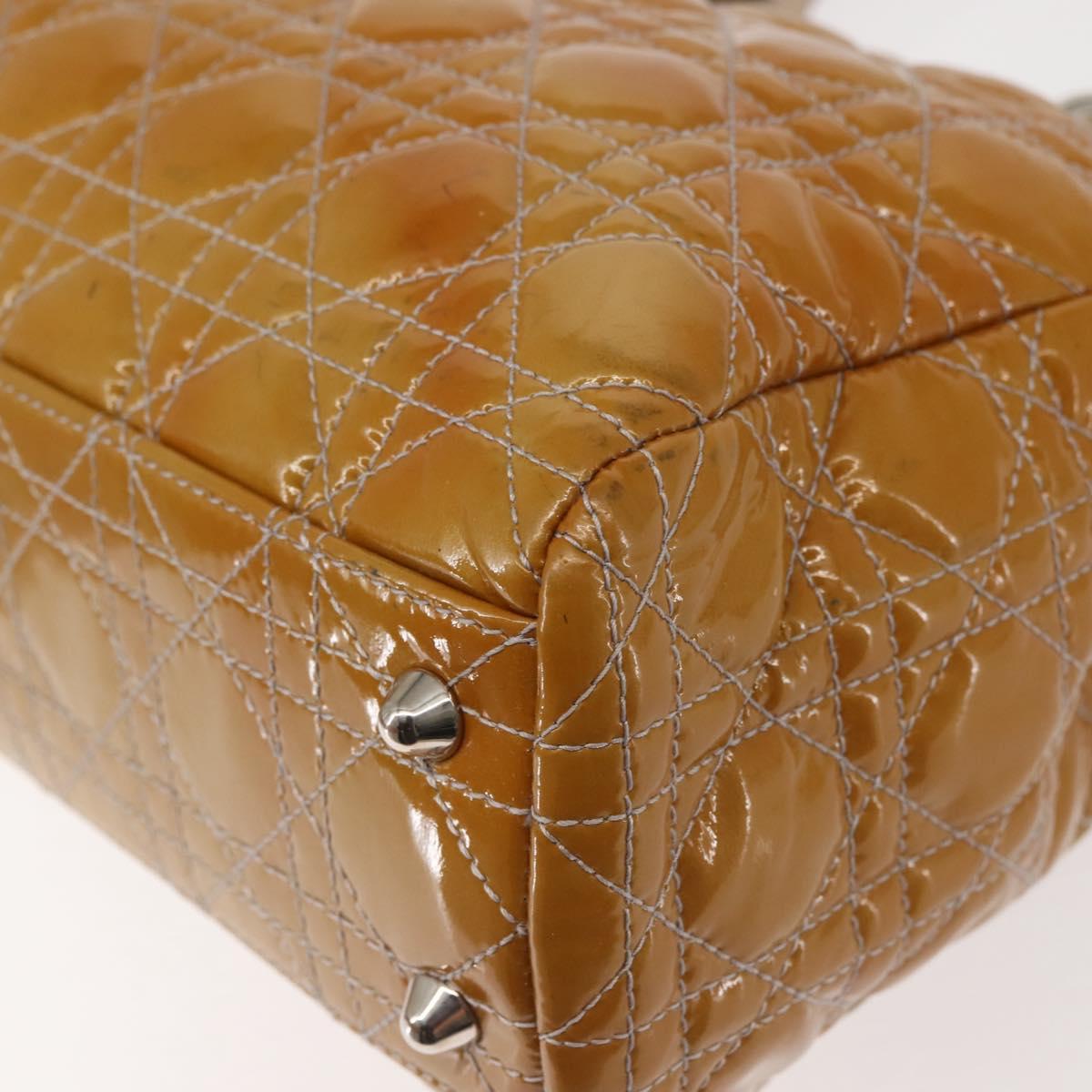 Christian Dior Canage Hand Bag Enamel Yellow Silver Auth 143263