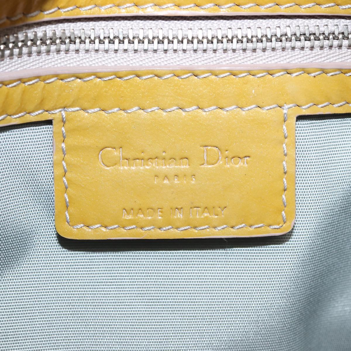 Christian Dior Canage Hand Bag Enamel Yellow Silver Auth 143263