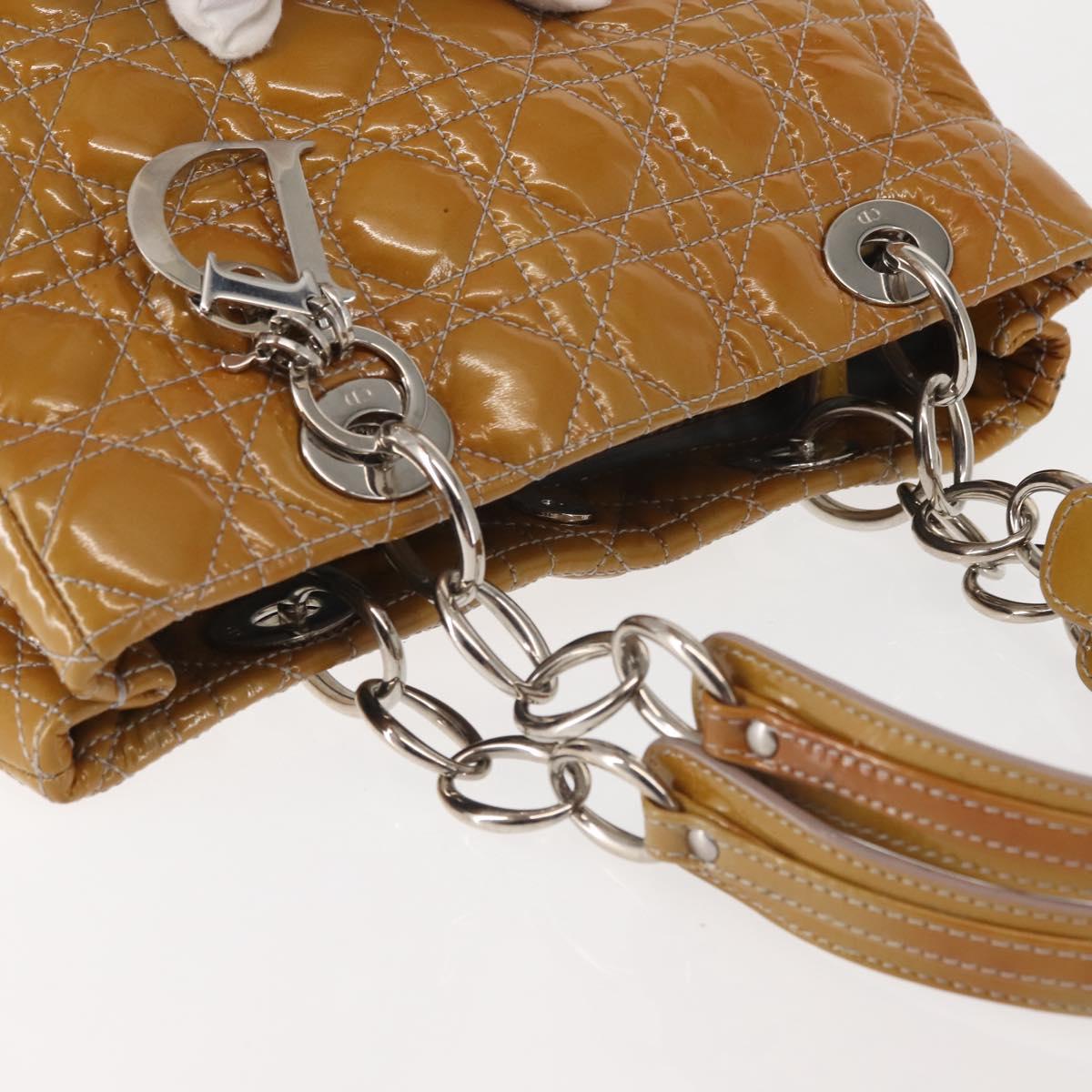 Christian Dior Canage Hand Bag Enamel Yellow Silver Auth 143263