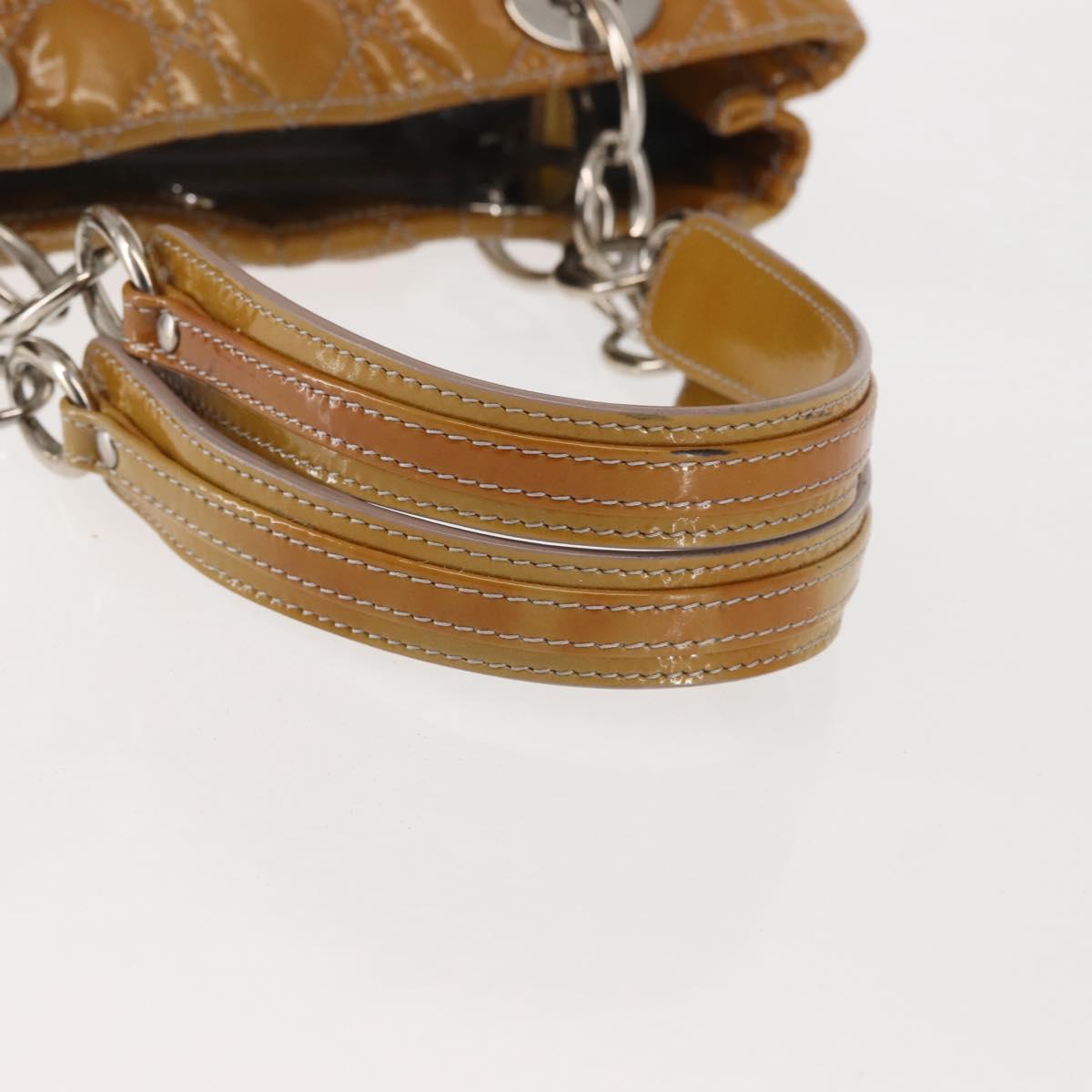 Christian Dior Canage Hand Bag Enamel Yellow Silver Auth 143263