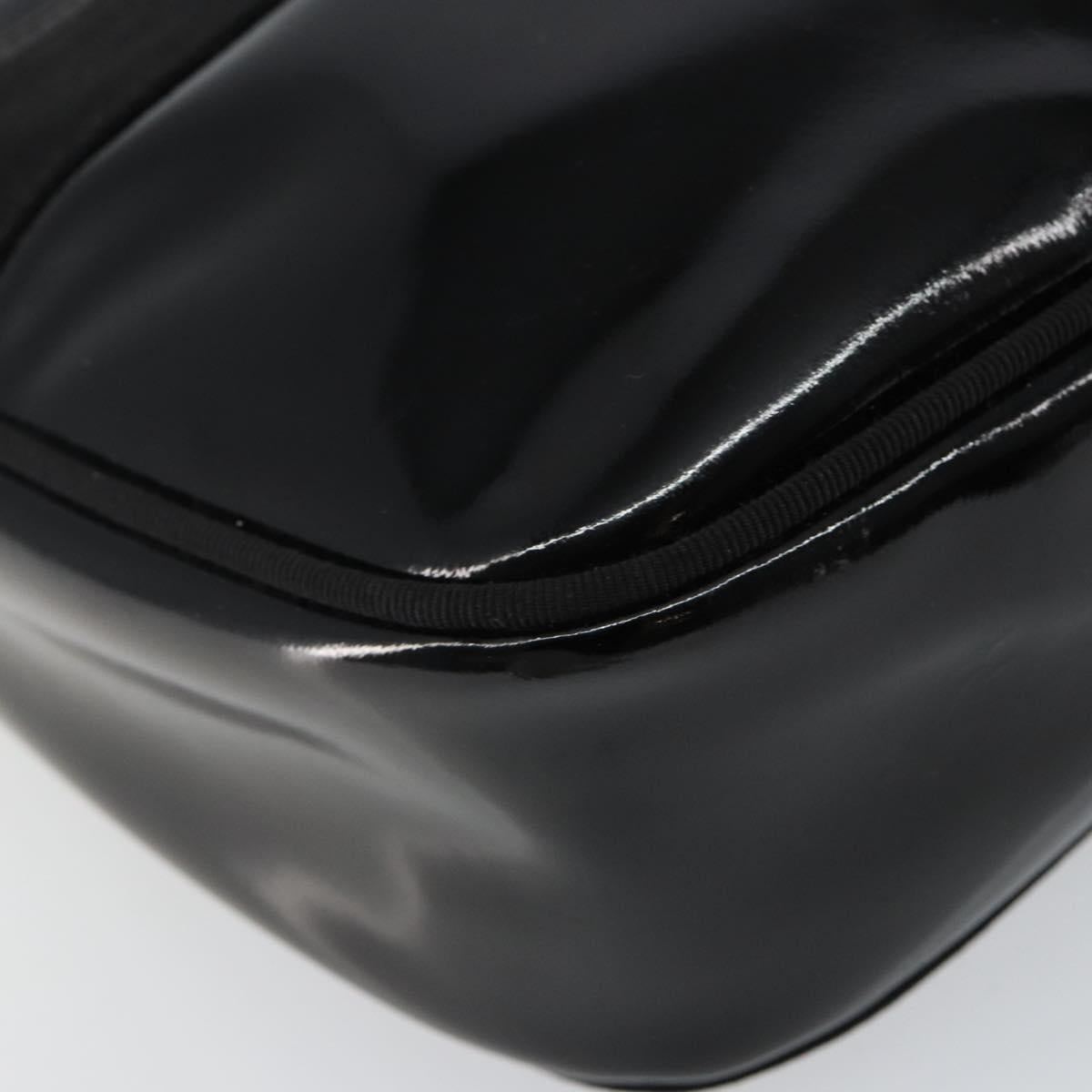 Salvatore Ferragamo Vala Shoulder Bag Enamel Black Gold Auth 143264