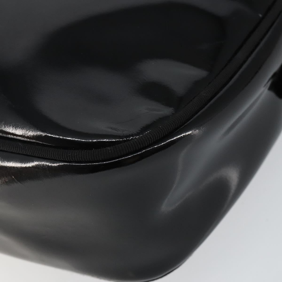 Salvatore Ferragamo Vala Shoulder Bag Enamel Black Gold Auth 143264