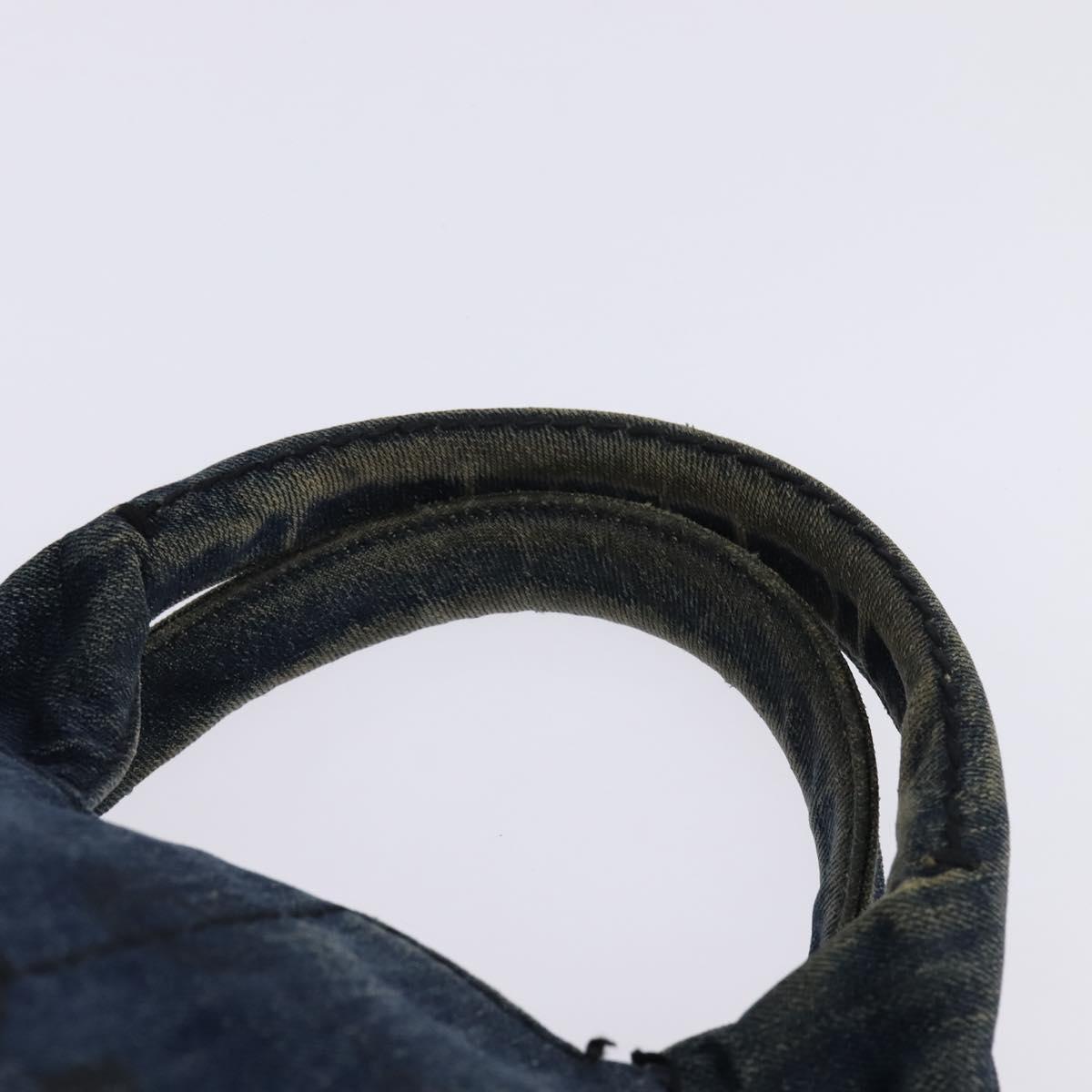 PRADA Canapa GM Hand Bag Denim Blue Gold Auth 143265