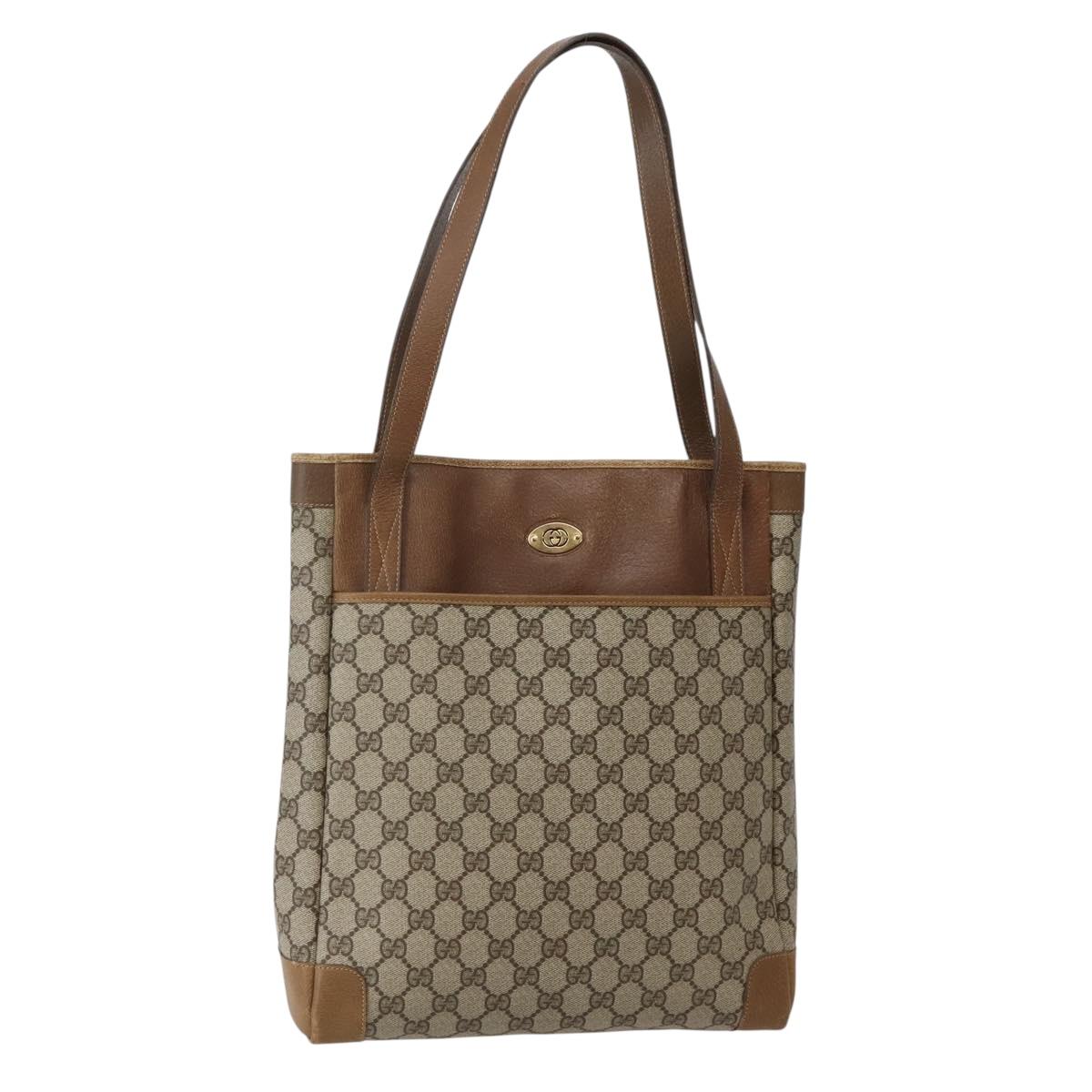 GUCCI GG Supreme Tote Bag PVC Beige Gold 002 37 0035 Auth 143269