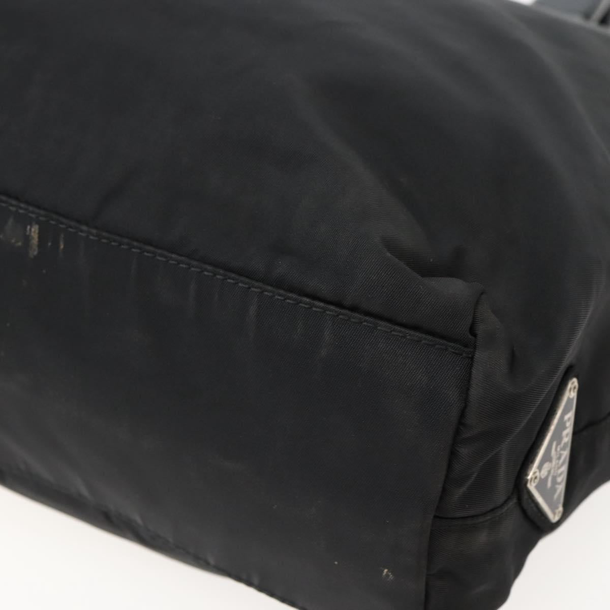 PRADA Hand Bag Nylon Black Silver Auth 143271
