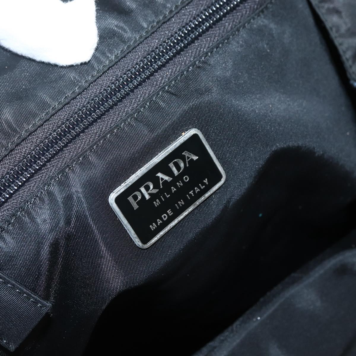 PRADA Hand Bag Nylon Black Silver Auth 143271