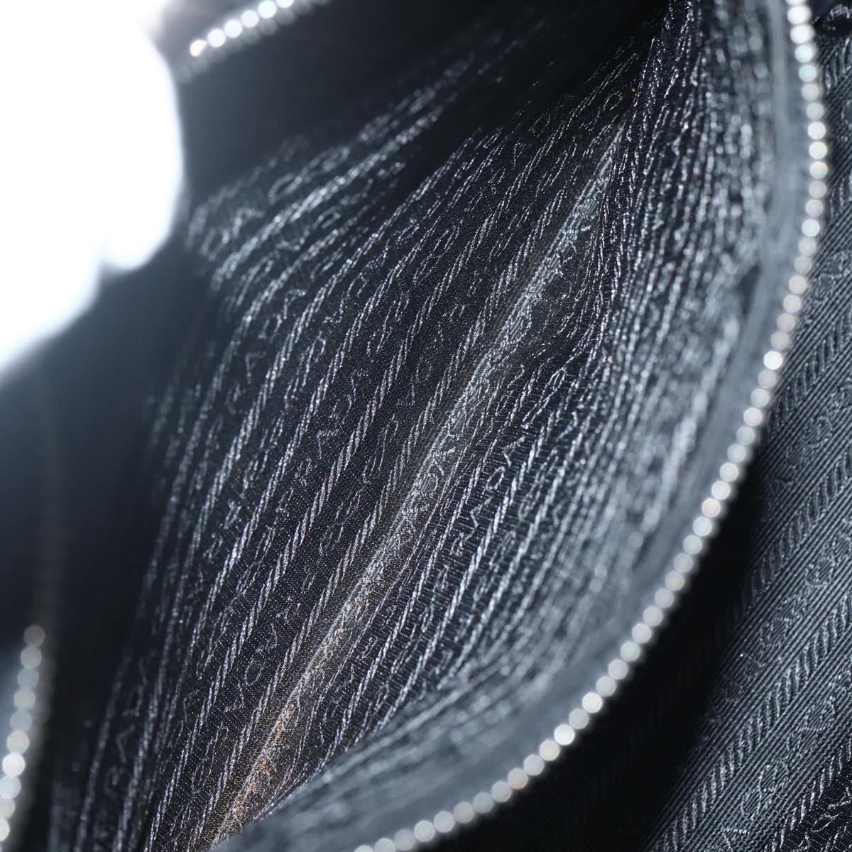 PRADA Tote Bag Nylon Black Silver Auth 143273